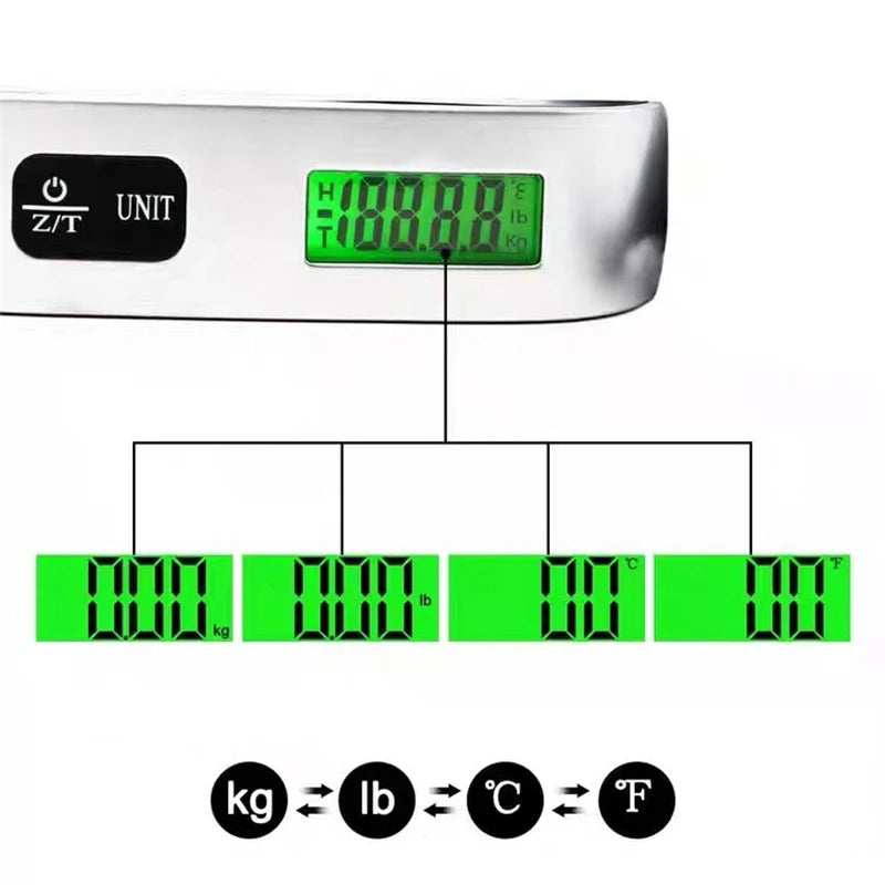 Pèse-Bagages Numérique avec Rétroéclairage et Conversion d'Unités