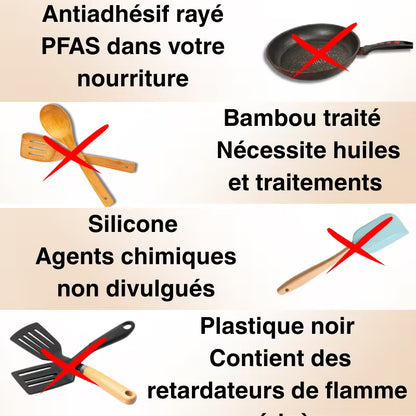 Ensemble d'ustensiles en bois de teck naturel Benchava